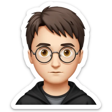 Harry Potter with round glasses and lightning scar sticker