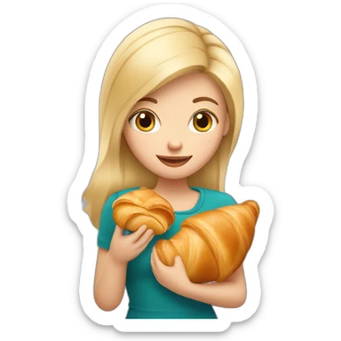 French Blond Girl Holding a Croissant sticker