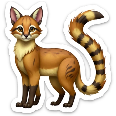 Colorful dark tropical exotic cute cool beautiful shiny beautiful fantasy-caracal-civet-genet-sergal-vernid-serval-Gryphon-Cacomistle-Trico-oncilla-animal-Fakémon-hybrid-fursona (full body) sticker