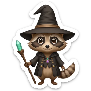 raccoon witch sticker