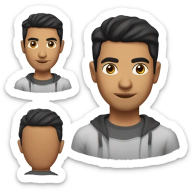 A head and shoulders shot of a 32 year old South Asian man, with short black hair, with none facial hair,   with brown eyes wearing a t-shirt. sticker