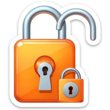 Holographic and glassmorphic orange lock sticker