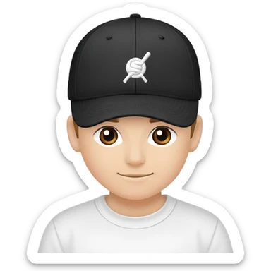 baseball cap with a simple logo on the front panel sticker