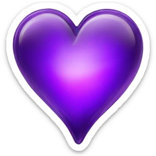 Shiny glass violet heart  sticker