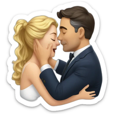 Gérald darmanin he kisses a woman who cry sticker