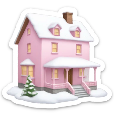 Light pink house with snow sticker