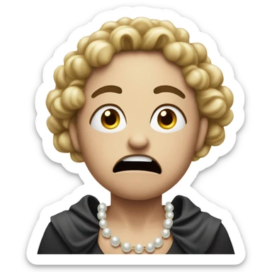 Person looking scared clenching pearls sticker