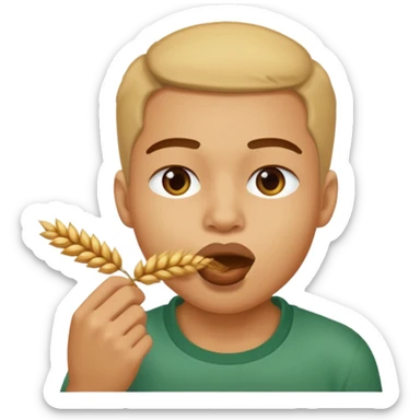 Campechano mordiendo una ramita de trigo en la boca sticker