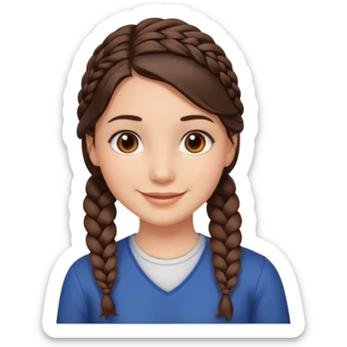 Make me a brunette girl, with brown (dark) eyes and a side braid sticker