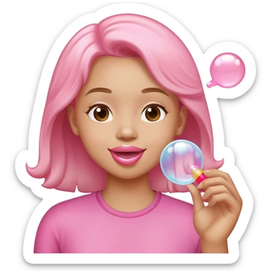 blowing a bubble gum sticker