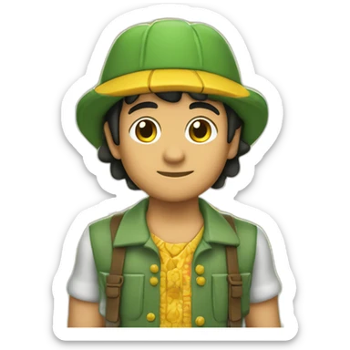 Chavo de camisa verde con flores amarilla  sticker