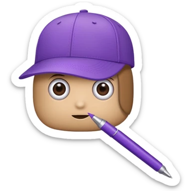 A plastic brown ball cap and the long rectangle purple. (With a pen) And looks like a BFDI style sticker