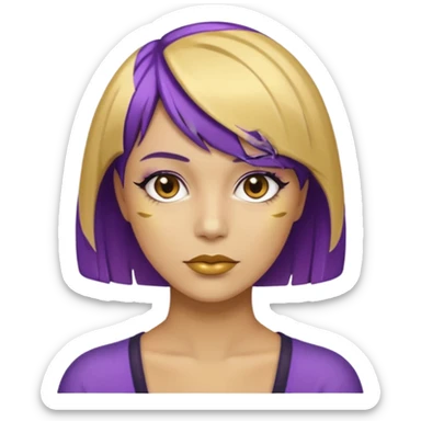Purple bob haircut gold skin woman sticker