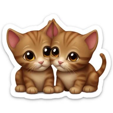Two little brown kittens kissing  sticker