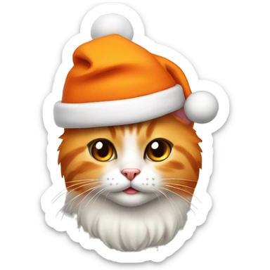 orange girl cat with a christmas hat sticker
