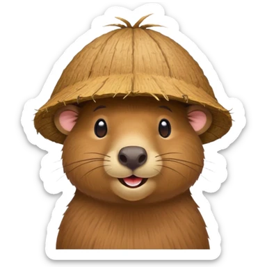 capybara with coconut hat sticker