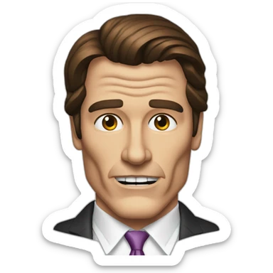 Patrick bateman, square jaw, grimace sticker