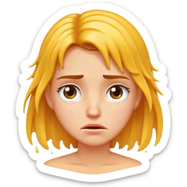 woman with dissatisfied face and wet hair sticker