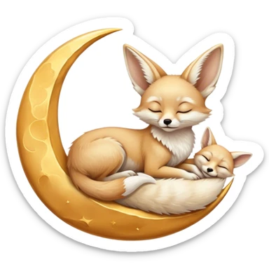 fennec sleeping on a moon sickle  sticker