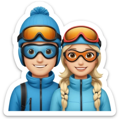 a recently marries couple skiing sticker