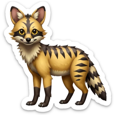 Shiny Glossy Aardwolf-Maned-Wolf-Trico-Genet-Bobcat-fusion-animal-hybrid-creature, full body sticker