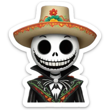 Jack Skellington with mexican costume sticker