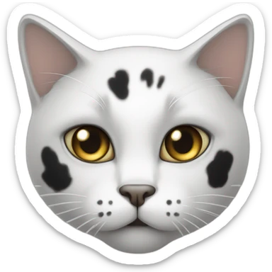 a white cat with black stains sticker