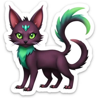 Black edgy Noivern-Noibat-Purloin-Torracat-Lykoi-Caracal-cat-Fakemon-fusion-hybrid-creature with scale markings sticker