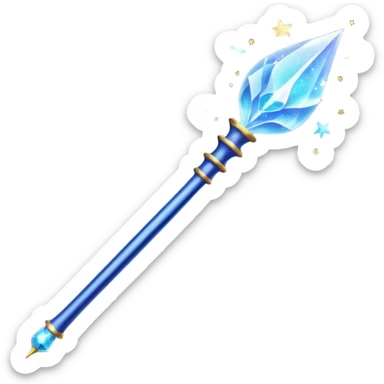 a dark blue magic wand with a bit of magic dust around the head if it. artistic
 sticker