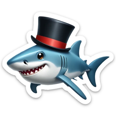 Shark with a top hat sticker