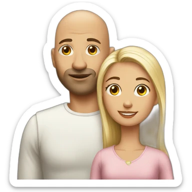 Bald man and his young wife sticker