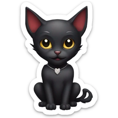 Black-Vampire-Batty-Cat-Fakémon-Cat With Bat-wings as ears  sticker