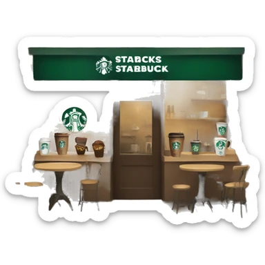 starbucks branch, coffee shop with a starbucks logo on it sticker