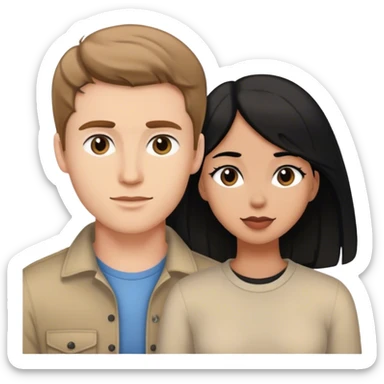 Caucasian boyfriend with light brown hair and girlfriend with black hair sticker