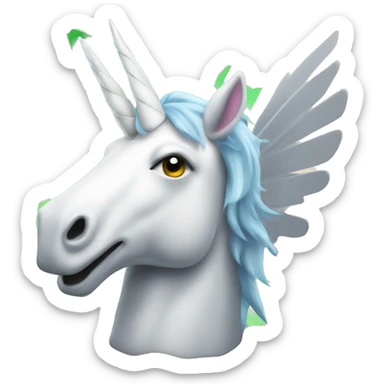 a unicorn with wings that has dollar note stuck on it's horn sticker