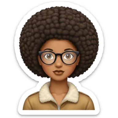 Black girl with an Afro and glasses sticker