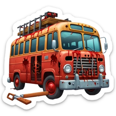 Zombie apocalypse bus..... in the style of your bleeding skull art. More blood and a zombies stuck to the grill that have been ran over. And chainsaws mounted to it to kill more zombies sticker