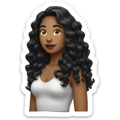 Female long black wavy sticker