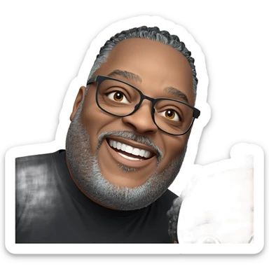 smiling boy in black shirt sticker