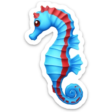 Cute blue and red seahorse that is facing left sticker
