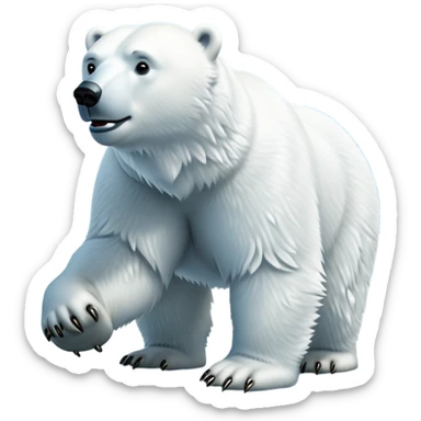 cinematic-polar-bear-realistic-full-body-standing-emoji,-massive-snowy-white-frame-lumbering-across-the-icy-tundra,-powerful-paws-pressing-into-the-frozen-ground,-head-tilted-dramatically,-thick-fur-dusted-with-ice-crystals,-simplified-yet-realistic-focused-features,-highly-detailed,-glowing-with-an-almost-sarcastic-glow

 sticker