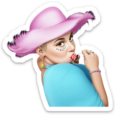 girl with lollipop and jewelry sticker