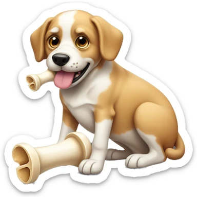 Dog with a bone sticker