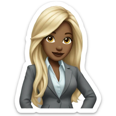 Blonde long hair Tiffany diamond seller in a grey suit sticker