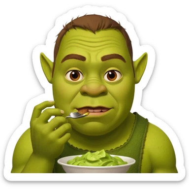 A man eating. Shrek sticker