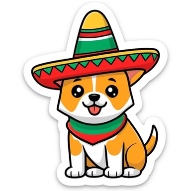 Dog with a Mexican hat sticker