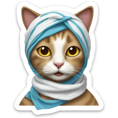Cat wearing a headscarf sticker