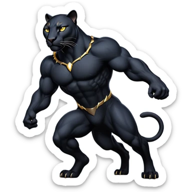cinematic-panther-realistic-full-body-stalking-emoji,-sleek-midnight-black-coat-glowing-under-moonlight,-muscular-frame-moving-with-silent-power,-head-tilted-dramatically,-piercing-golden-eyes-filled-with-mystery,-simplified-yet-realistic-focused-features,-highly-detailed,-glowing-with-an-almost-sarcastic-glow sticker
