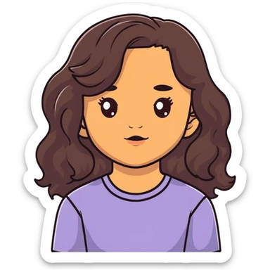 Girl dark hair wavy medium skin dark brown eyes  sticker