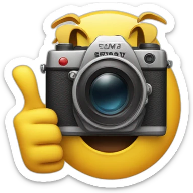 a camera character with thumbs up sticker